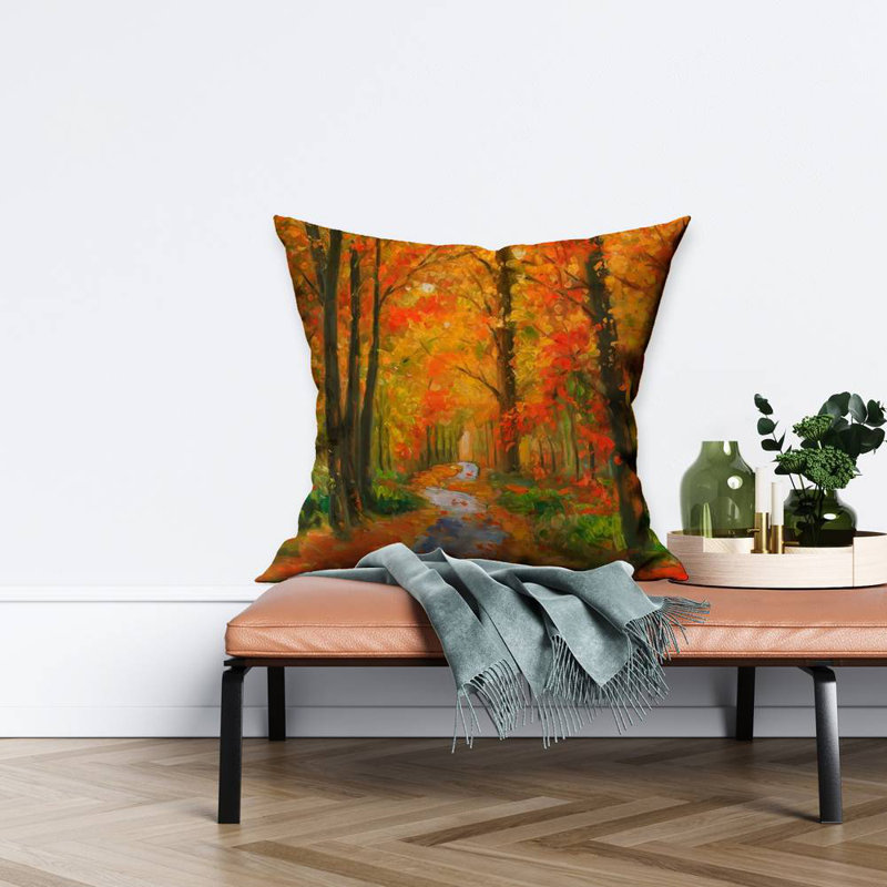 Autumn Trail - Livingroom Trees Poly Twill Throw for – Throw Pillow Cover Only, Double-Sided Print, Insert Not Included