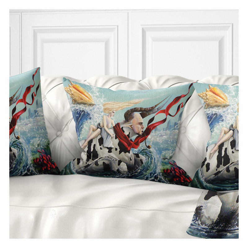  Coussin abstrait «The Rape of Europe», 16 po x 1 po, Coussin décoratif
