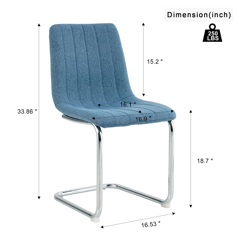 Upholstered Counter Stool with Metal Frame, Blue