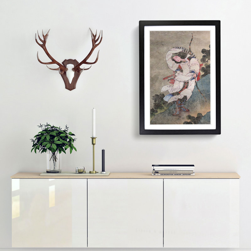 Empress Jingu by Katsushika Hokusai - Picture Frame Painting Print, 65cm H x 48cm W x 2cm D, Black Framed