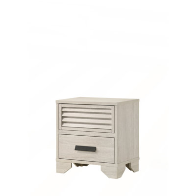 Contemporary 2-Drawer Louvred Nightstand with Finger Pull Hardware for Modern Bedrooms