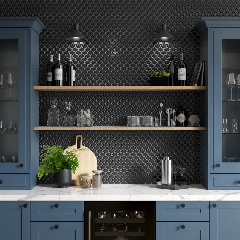 Catch™ 10 In. X 13 In. Glossy Porcelain Wall Tile (8.81 Sq. Ft./Case), Black