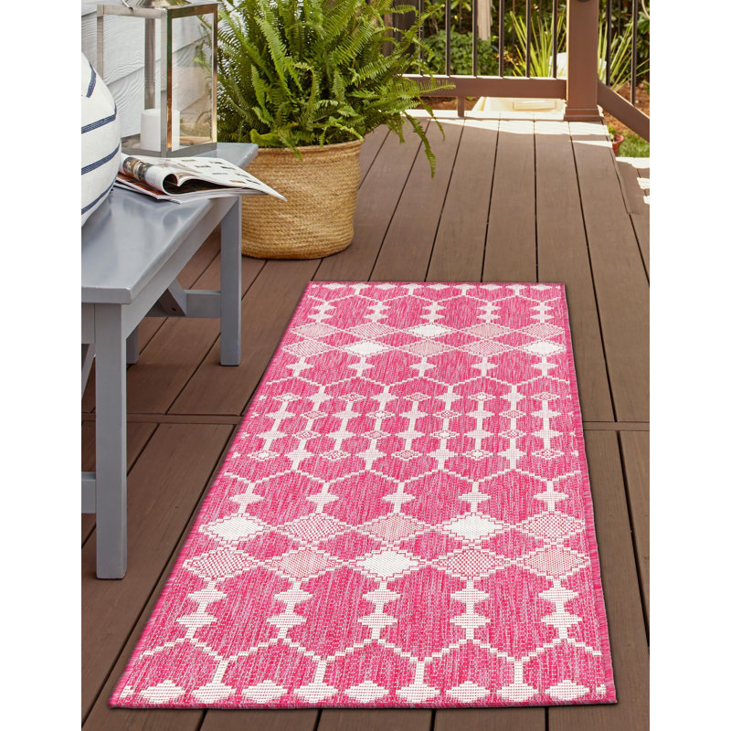 Tapis d'extérieur Magenta_Unique Loom Traliccio, Tapis de couloir 2 pi x 7 pi 10 po