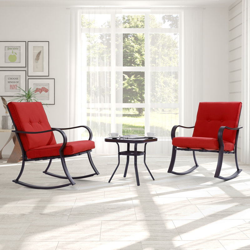 Britan 3 Piece Rocker Seating Group with Cushions, Red