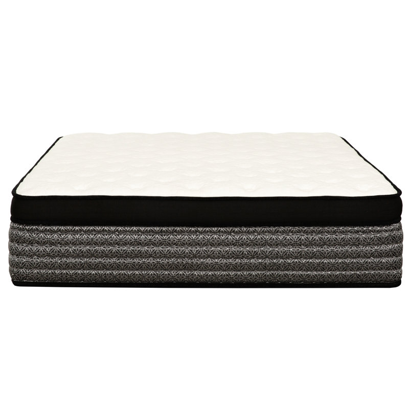 Matelas grand de 14 po en mousse et à ressorts ensachés, plateau euro, transfert à faible mouvement, matelas à plateau-coussin de taille homologuée avec mousse viscoélastique gélifiée, ressorts, fonction de refroidissement, livraison compacte