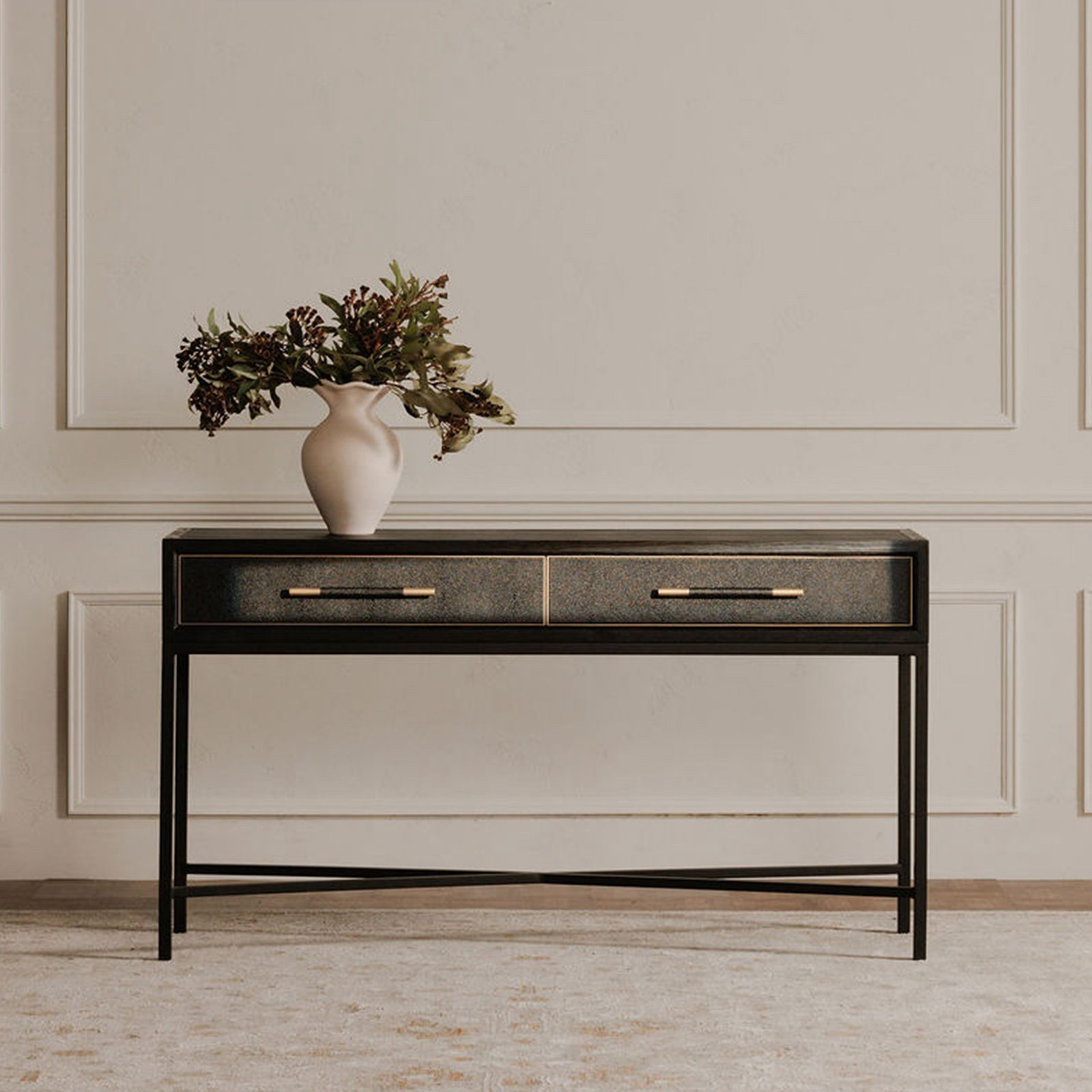 Meera 59" Console Table, Black, Black