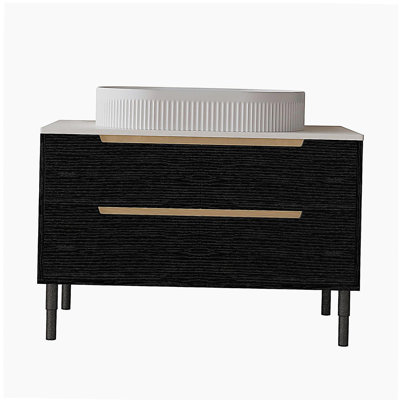 Meuble-lavabo de 36 pouces, autoportant ou mural avec lavabo intégré en céramique et tiroirs à fermeture en douceur