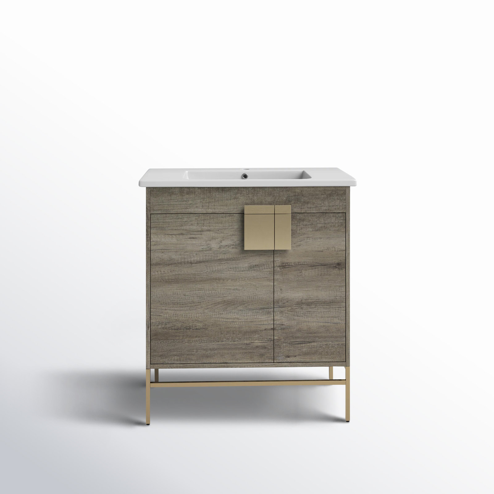 Maisie 30'' Single Bathroom Vanity, Satin Brass, Gray