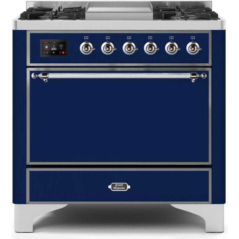 Majestic II 36" 3.5 cu.ft. Freestanding Dual Fuel with Griddle and Convection Oven, Natural Gas, White/Copper