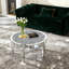 Round Coffee Table Mirrored Diamonds Inlay