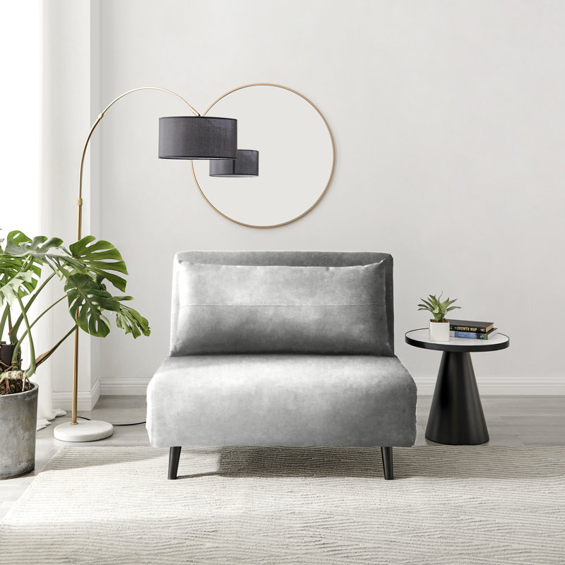 Berlyn Futon Sofa Bed - Luxury Simple Modern Folding Design, Grey Velvet, Single