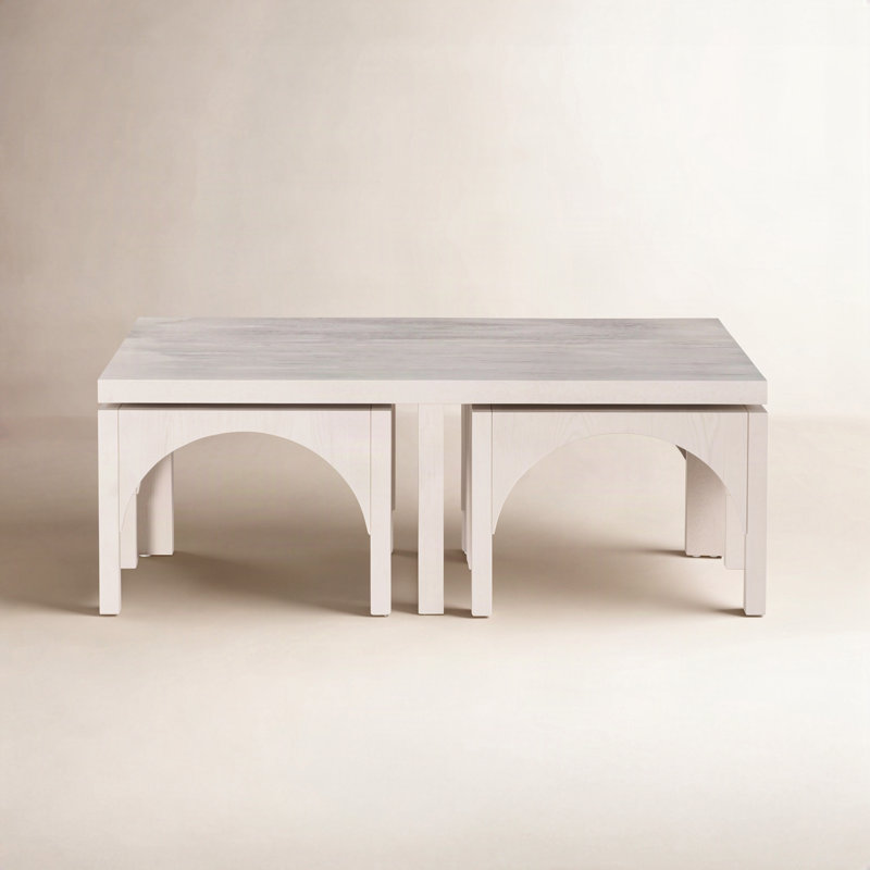 Amara Nesting Coffee Table, Off White Oak Solid