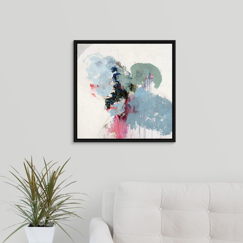 « party maïs soufflé du », peinture sur toile, H 21,7 po x l 21,7 po x P 1,75 po, Cadre flottant noir