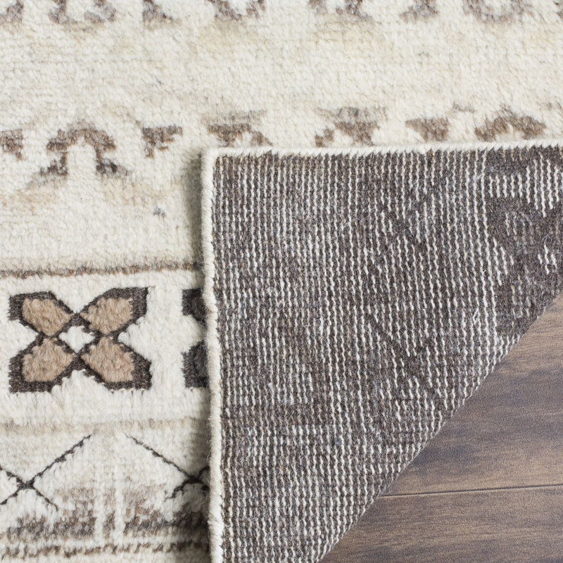 Tapis beige en laine noué à la main Palni, Rectangle 6 pi x 9 pi