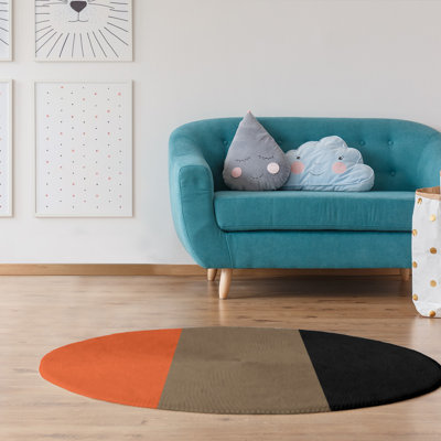 Tapis orange rayé/doré/noir San Francisco
