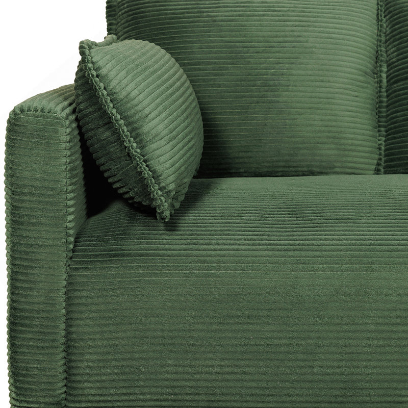 Causeuse en velours côtelé de 48 pouces avec rangement latéral, structure robuste et coussins à rebond élevé pour des espaces de vie compacts.