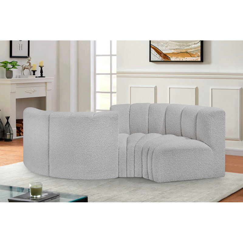 Canapé et méridienne rembourrés Iyra, Tissu gris bouclé