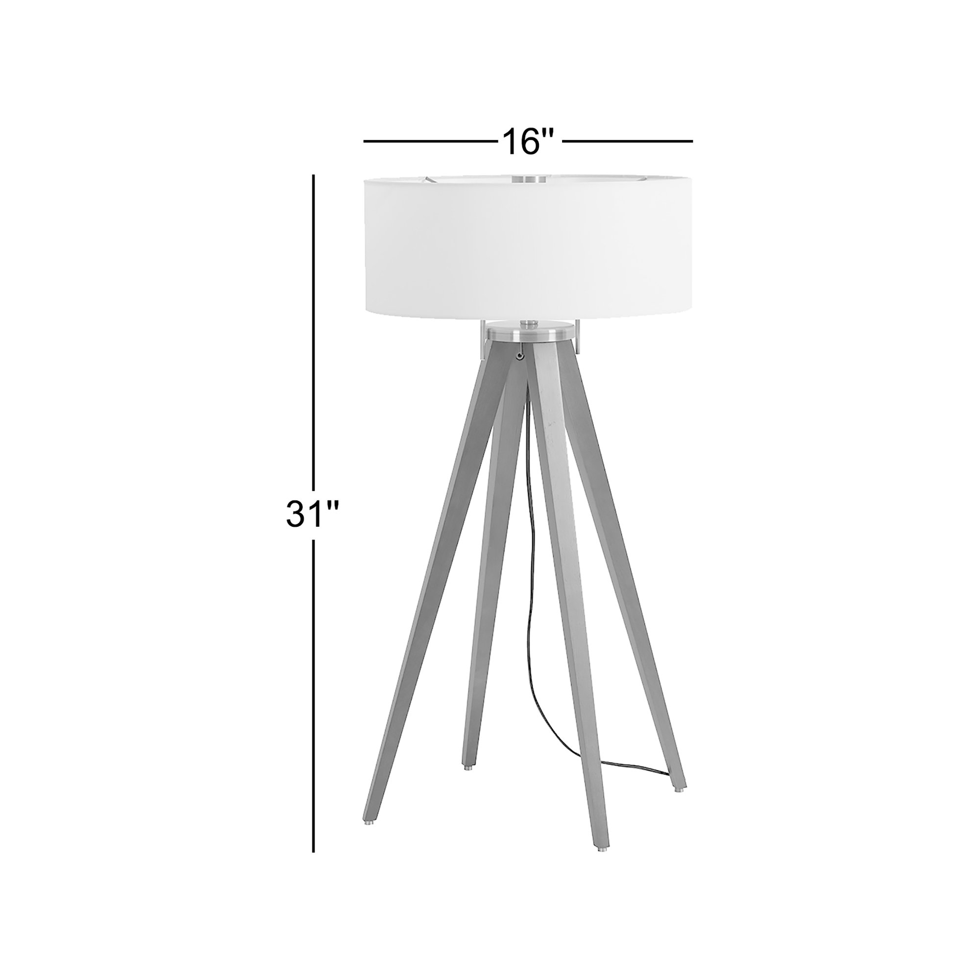 Quattro Solid Wood 31" Tripod Table Lamp, Dark Walnut