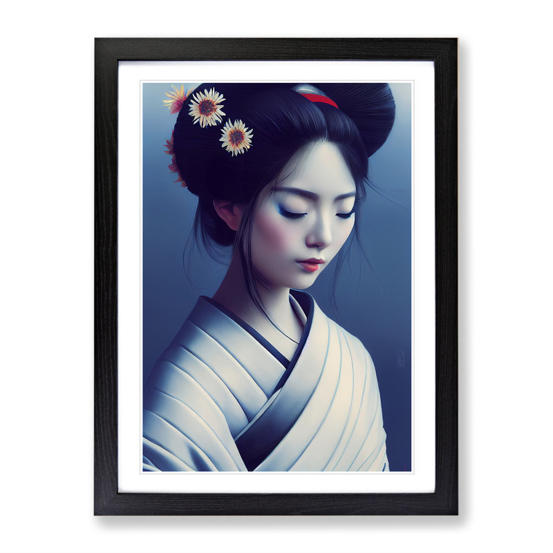 Geisha Contemporary No.4 - Single Picture Frame Print, Black, 34cm H x 25cm W x 2cm D