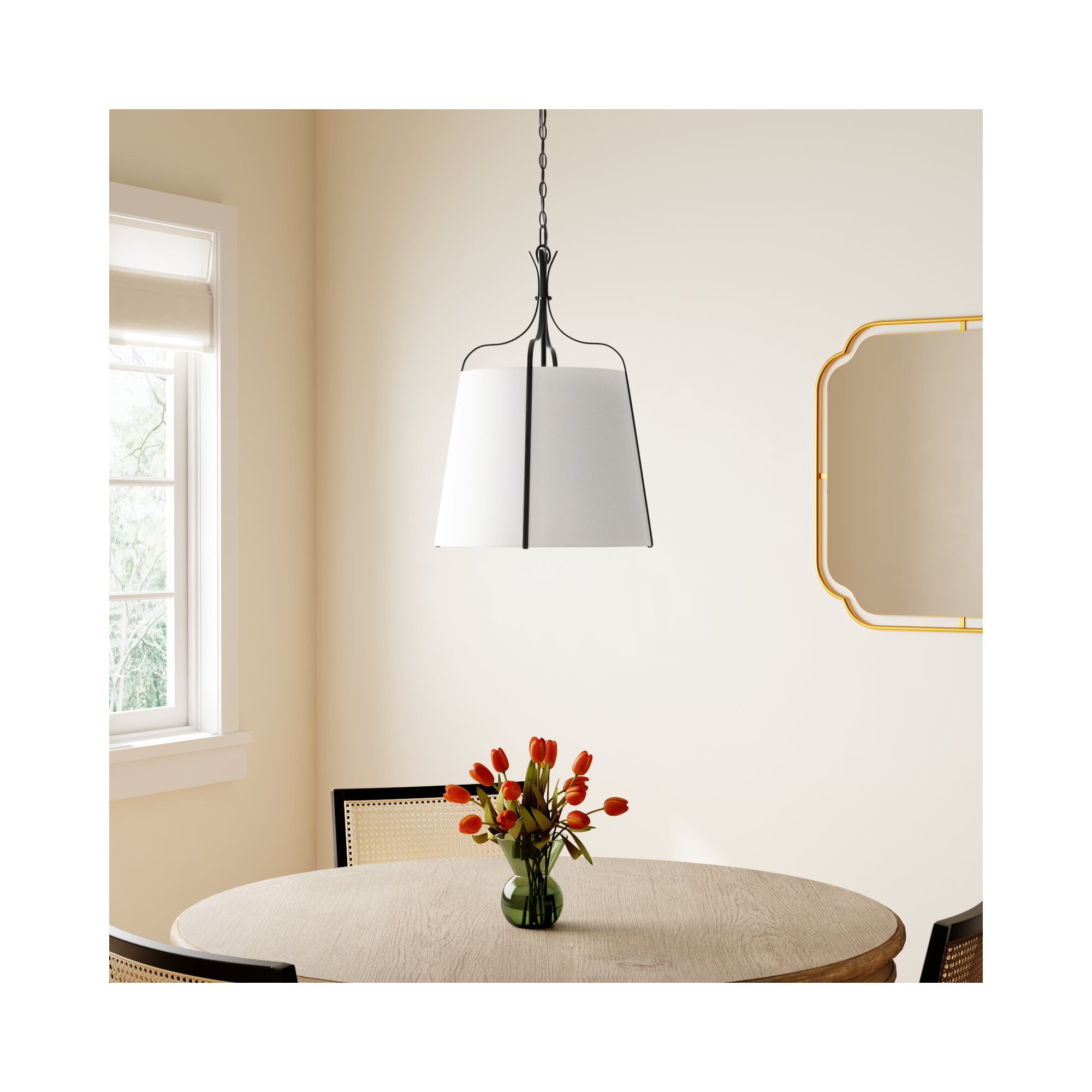 Single Light Dimmable Pendant, Smith Steel, 24.75" H x 18.25"W x 18.25" D