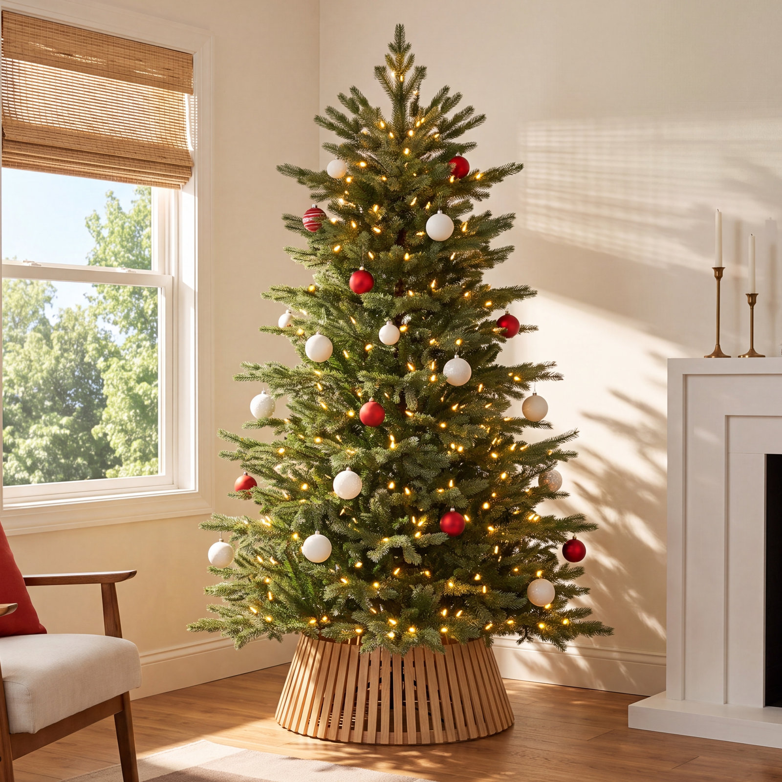 Pre-Lit Pine Christmas Tree, 6'