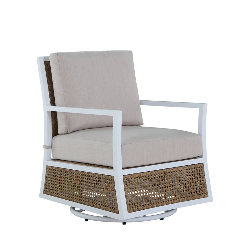 Fauteuil oscillant en aluminium et cannes Bermuda, Welt + Standard Fill, Natural White, Chalk/Natural Cane