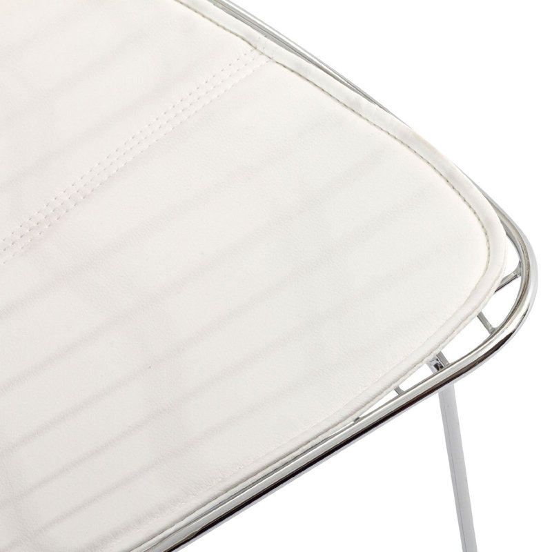 Buffum Upholstered Counter Stool with Metal Frame, White