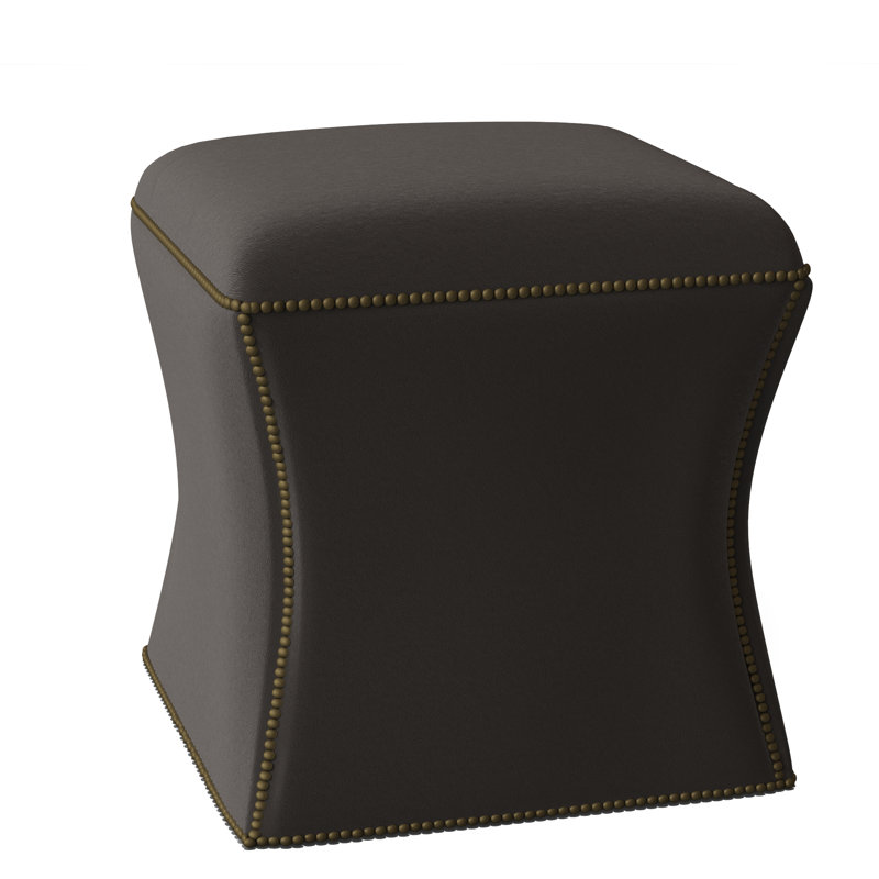 Roscoe 20" Cocktail Ottoman, Brass, Light Grey Leather 202-010