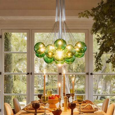 Scituate 19 - Light Cluster Glass Bubble Chandelier for Dining Room