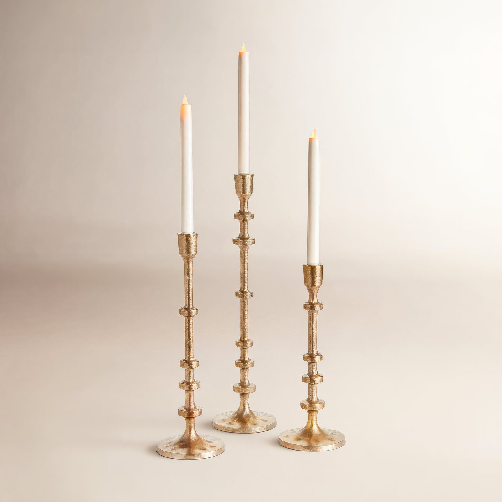 Ginny Taper Holders (Set of 3), Gold