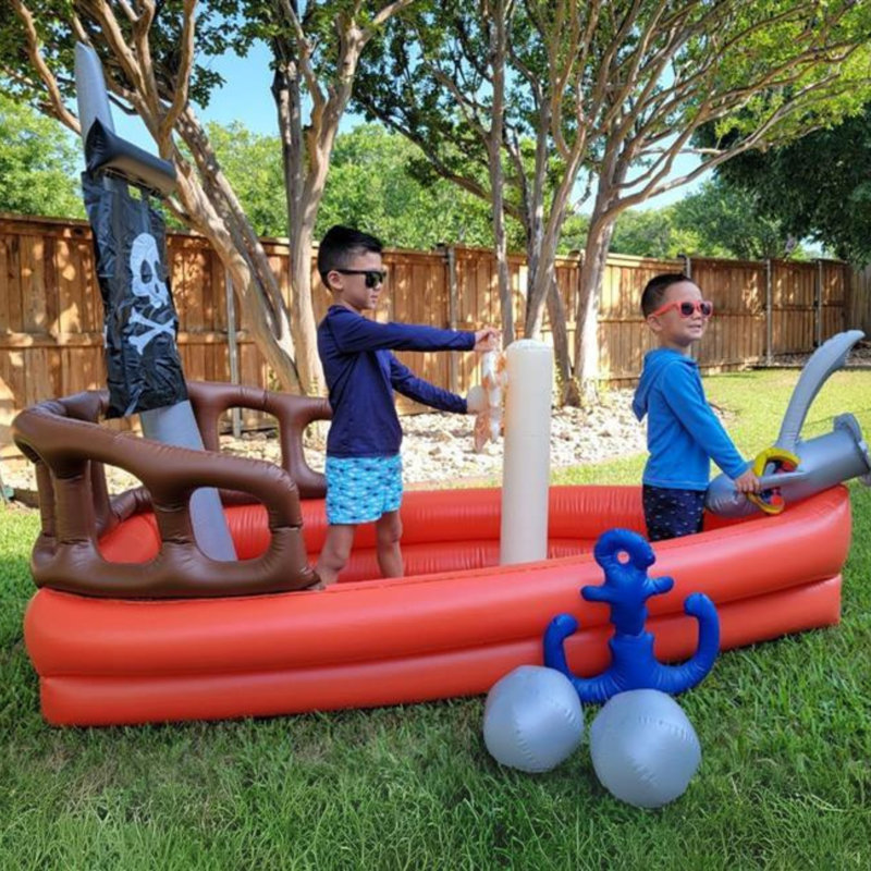 Water Fun Pirate Boat Inflatable Kiddie Pool With Pump