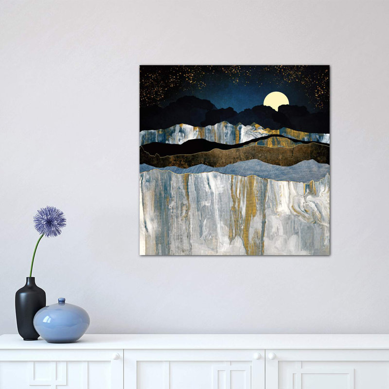 Painted Mountains - Reproduction, H 18 po x l 18 po x 1,5 po, Toile tendue, Pas de tapis