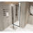 28"X72" Tempered Glass Pivot Shower Door In Matte Black Aluminum Frame, Film, Practical Stainless Steel Handle, Swing Design For Bathroom Renovation 28X72 Inch With Mechanism, 1/4" Glass, Water -