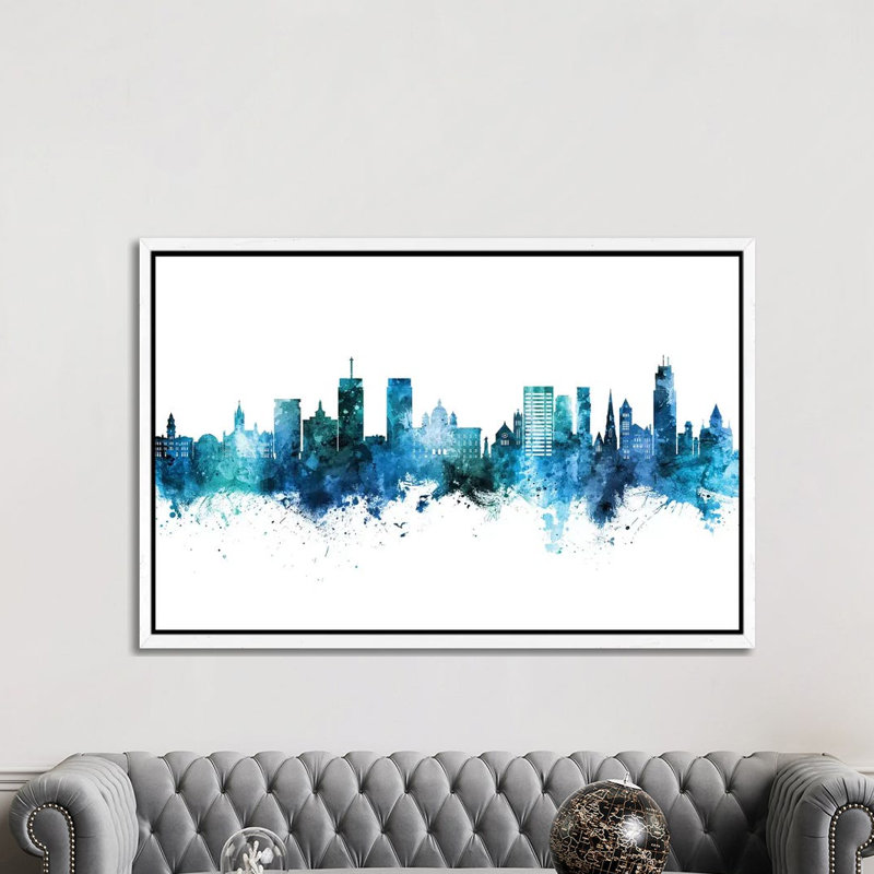 Syracuse New York Skyline by Michael Tompsett - 1 Piece Wall Art on Canvas, 101.6cm H x 152.4cm W x 3.81cm D