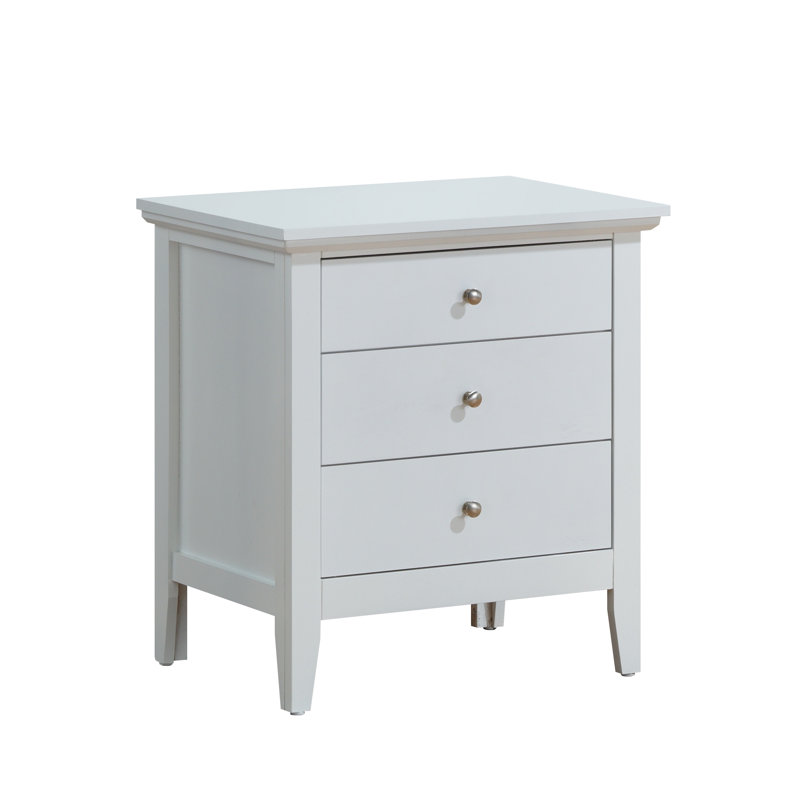 Hammond 3-Drawer White Wood Nightstand