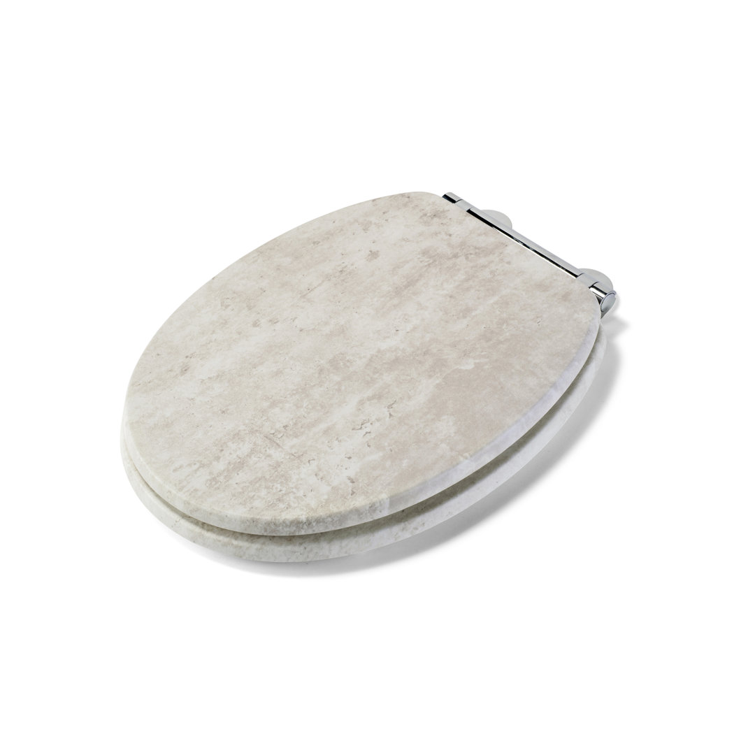 Croydex Soft Close Wooden Toilet Seat - Quick Release for Easy Cleaning and Adjustable Hinges with Top and Bottom Fixings, Antibacterial Seat Surface