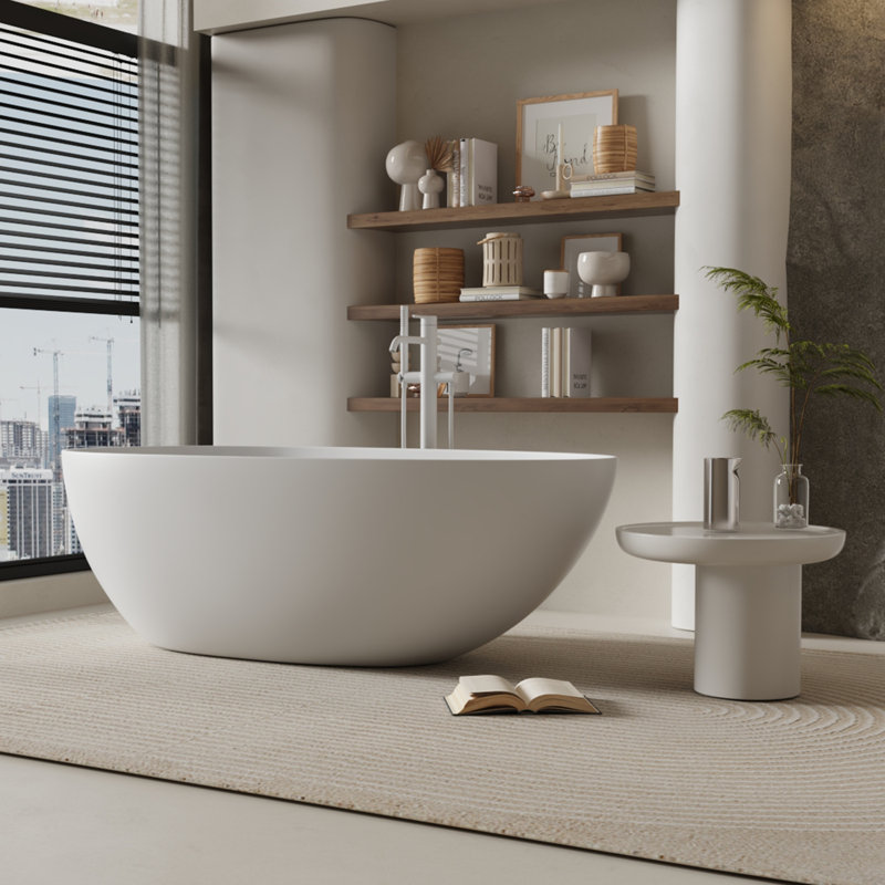 59'' x 30'' Freestanding Soaking Solid Surface Bathtub