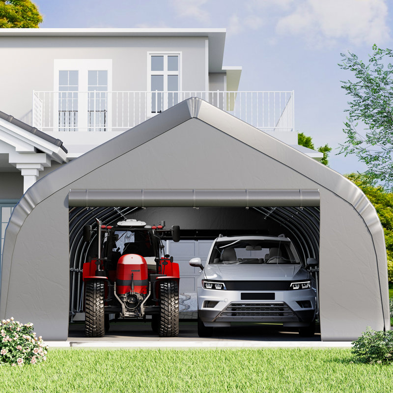 Heavy Duty Durable Carport, Aluminum Frame Garage Shelter & Storage, Waterproof 3-Layer Pe Cover, 20' x 40'