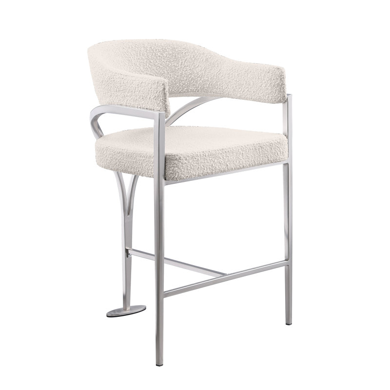 Tabouret de bar Boucle, Siège crème / cadre argenté