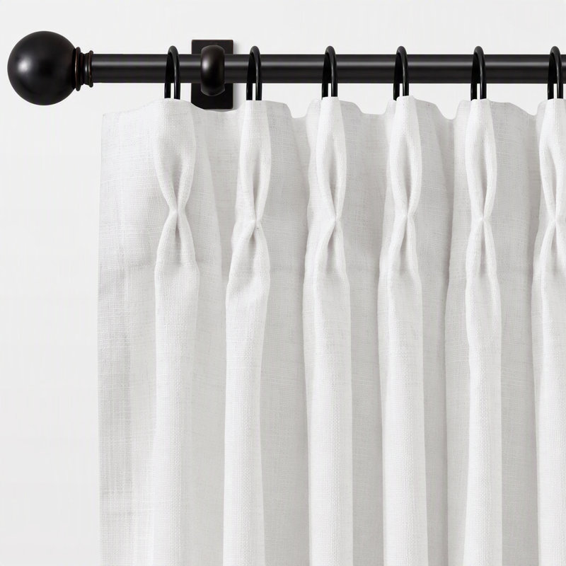 2 pièces de rideau en polyester 300 g / m² avec 7 plis par pièce, blanc