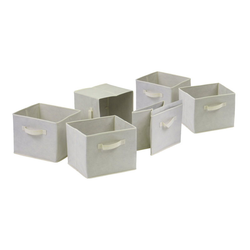Foldable 6-Pc Fabric Decorative Storage Basket in Beige Finish, 8.78'' H X 10.9'' W X 10.01'' D, 6, Beige