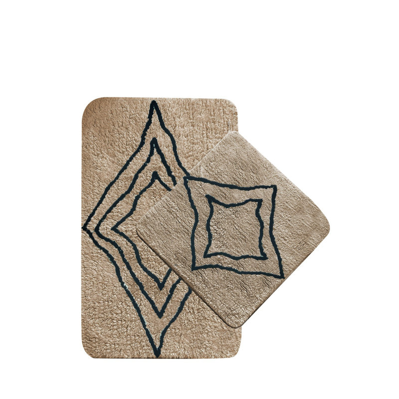 Ensemble de tapis de bain 2 pièces Premium, couleur pierre, 23,6 po x 39,4 po et 19,7 po x 23,6 po | 100% coton, doux et absorbant | Lavable à la machine, durable, antidérapant | Parfait pour la décoration et le confort luxueux de la salle de bain