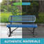 Banc d'extérieur en acier de 4 pi avec dossier bleu