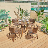 Anyshia 4 - Person Metal Patio Dining Set with Round Table