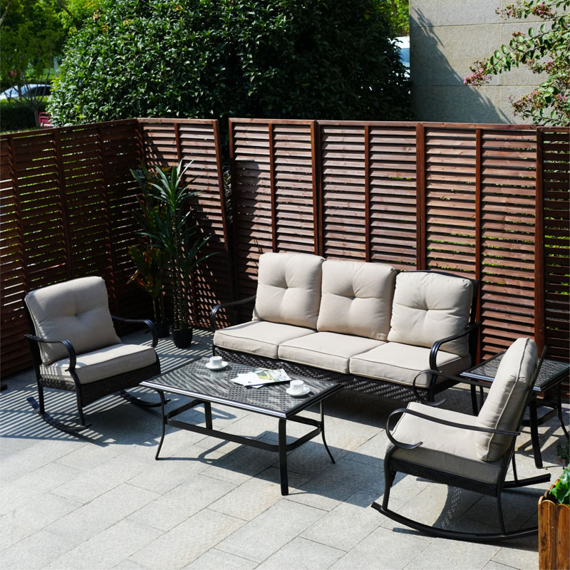Adyanna 5 - Person Patio Conversation Set with Cushions, Red