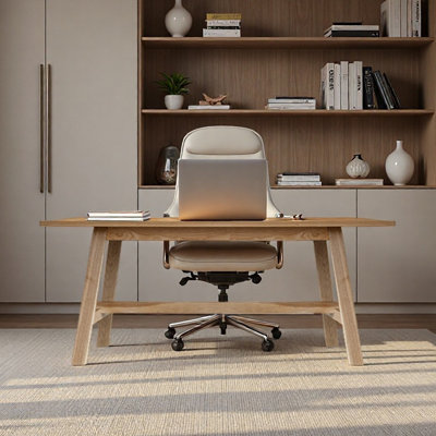 Rectangular desk made of solid white ash wood simp