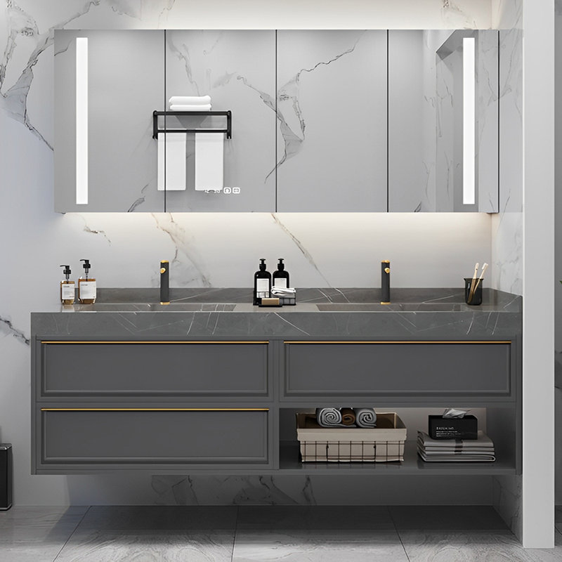 Armoire de salle de bain moderne et luxueuse, 55", Gris