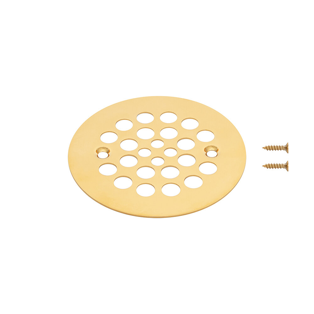 Premier Copper Products 4.25 Round Shower Drain Cover in Polished Brass
