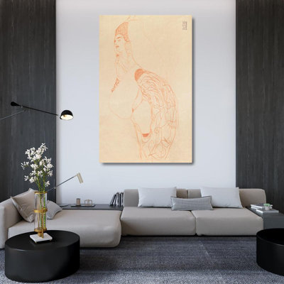 «Reclining Semi-Nude» par Gustav Klimt, reproduction d'art sur toile tendue