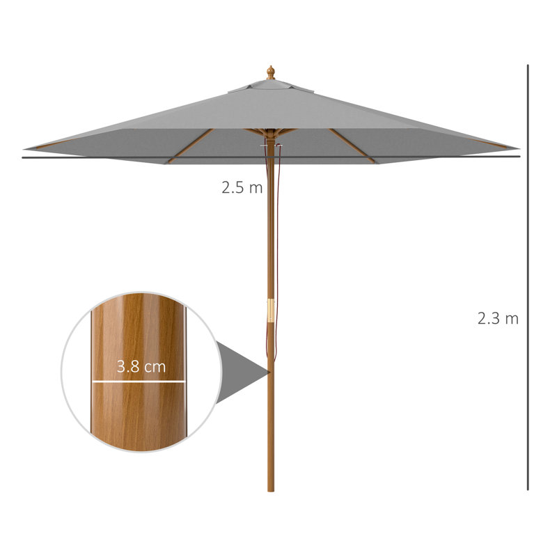250cm Market Parasol, Light Grey